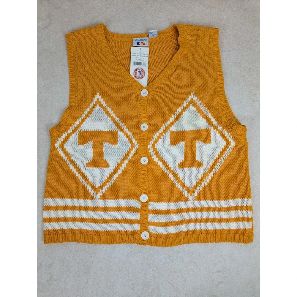 Vintage Castaways Tennessee Volunteers Sweater Vest Large Vols Knit‎ 90s NWT